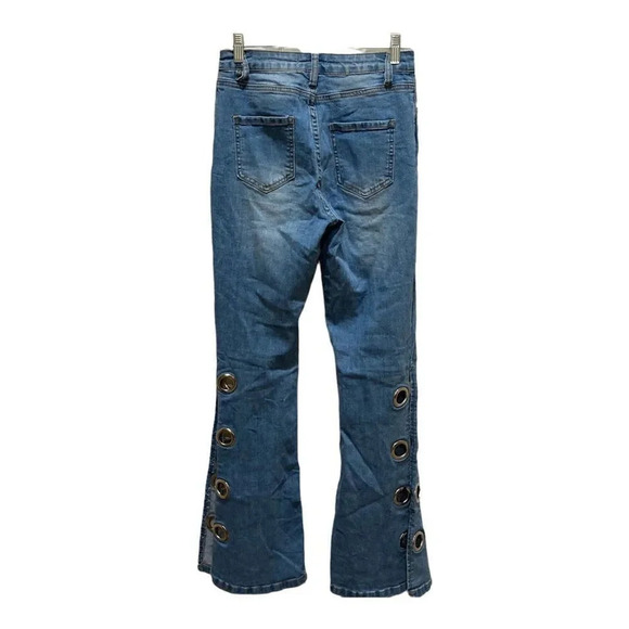 FASHION NOVA Grommet Flare Jeans High Rise 25 Waist - Picture 2 of 7